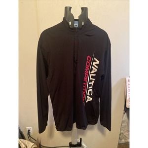 Vtg Nautica Competiton Mens Cycling Jersey Shirt 1/4 Zip XXL 2XL Black